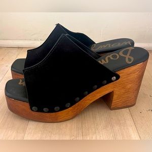 Sam Edelman, black and wooden Josselyn mules - size 6.5 worn twice.
